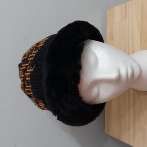 Bariloche Knit Faux Fur Black Beanie Unisex Cozy Outdoor